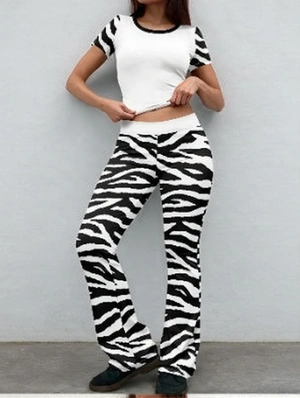 Zebra Leopard Bodycon Flared Pant Sets
