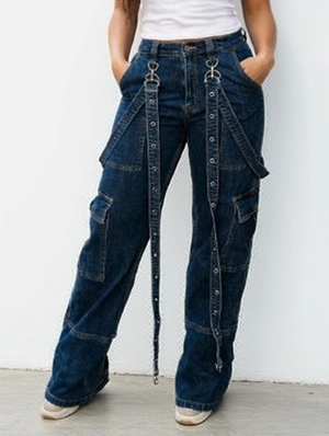 Vintage Multi Pocket Denim Cargo Jeans