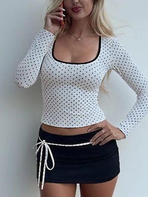 Polka Dots Long Sleeve Bodycon Skirt Sets