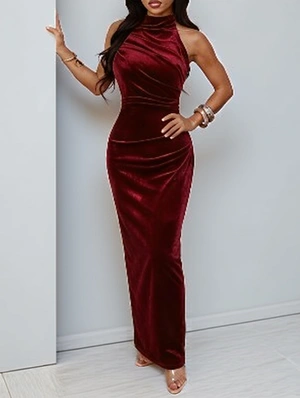 Halter Velvet Mermaid Party Evening Dress