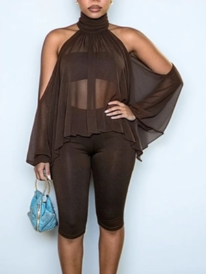 Cold Shoulder Tube Capri Pants 3 Piece Sets