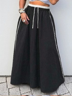 Striped Trim Loose A-line Casual Skirts