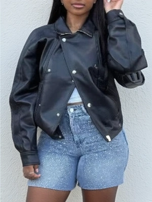 Double-breasted Lapel Cropped Peacoat