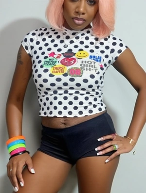 Cartoon Polka Dots Printed Baby Tee