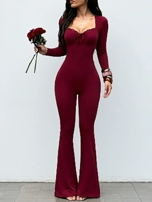 Square Neck Long Sleeve Yoga Jumpsuits