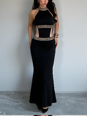 Hollow Out Halter Sleeveless Maxi Dress