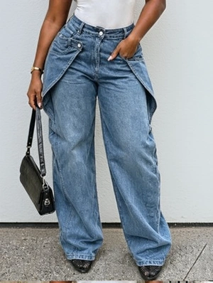 Irregular Washed Denim Streetwear Jeans