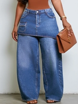 Washed Denim Multi Pocket Cargo Jeans