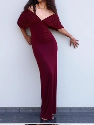 Ruched Pure Color Backless V Neck Dress