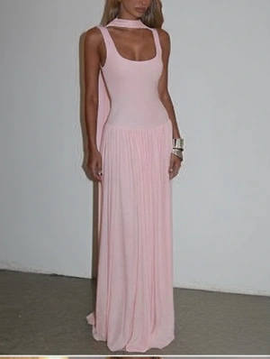 Pure Color Ribbons Ruched Dress