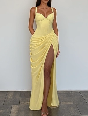 Lace Up Spaghetti Straps Ruched Backless Dress