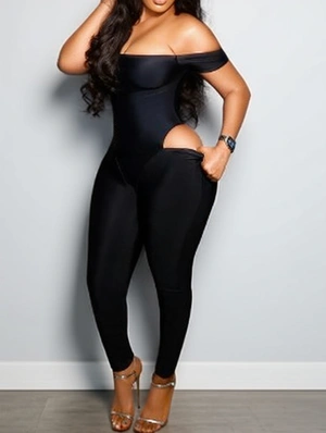 Off Shoulder Hollow-out Crop Jumpsuits