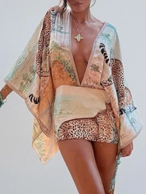 Deep V Neck Backless Lace-Up Mini Dress