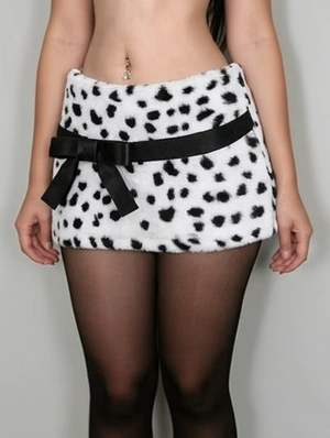 Bow Fluff Cow Dots Bodycon Skirts