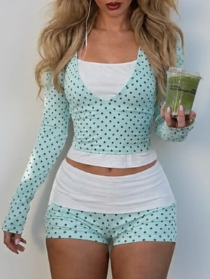 Polka Dots Cropped Short 3 Piece Sets