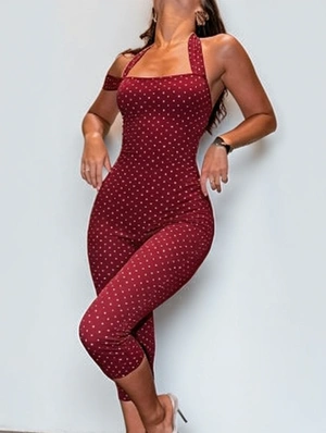 Metallize Dots Sequin Halter Backless Rompers