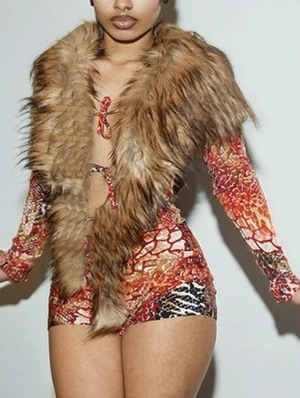Fur Collar Tie-wrap Cropped Short Sets