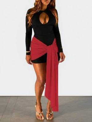 Colorblock Hollow-out Ribbons Mini Dress