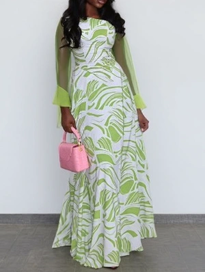 Contrast Asymmetrical Fitted Maxi Dress