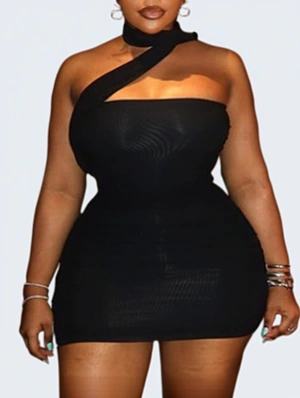 Halter Ribbons Tie-wrap Strapless Mini Dress