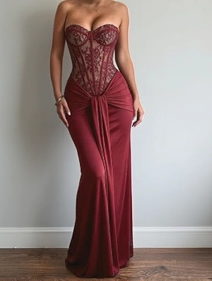 Fishbone Corset Sleeveless Tube Top Gown