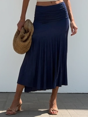 Solid Color Ruched A-line Skirts