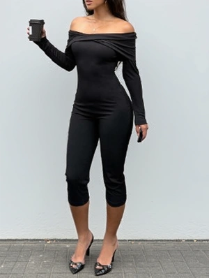 Solid Boat Neck Bodycon Jumpsuits