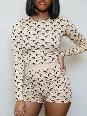 Crescent Printed Bodycon Short Sets