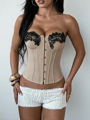 Pure Color Strapless Bodycon Design Tops