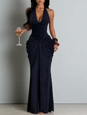 V Neck Spandex Sleeveless Dress