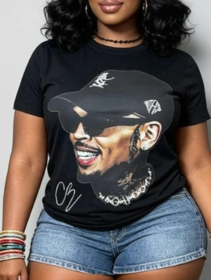 Figure Letter Printed Casual Loose T-shirts
