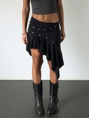 Asymmetrical Ruffle Low Rise Mini Skirt