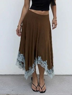 Lace Trim Irregular Hem Leisure Skirts