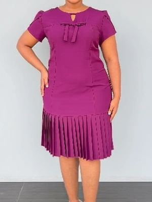 Elegant Pleated Hem Short Sleeve Dress