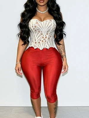 Hollow-out Bandage Tube Knee Shorts Sets