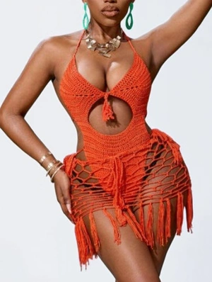 Knitted Fringe Swimsuits Crochet Skirt Sets