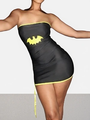 Cartoon Printed Strapless Lace-Up Mini Dress