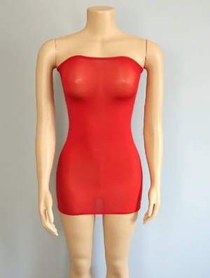 See Through Gauze Strapless Mini Dress