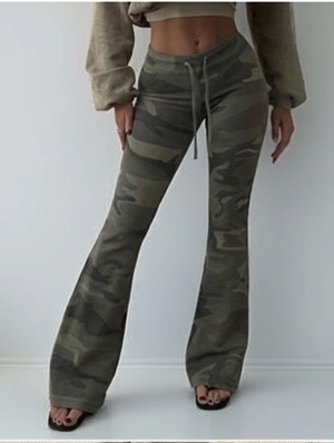 Camouflage Lace Up Bodycon Pants