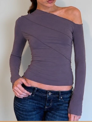 Irregular Inclined Shoulder Bodycon T-shirts