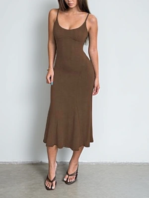 Pullover Pure Color Mid-rise Sleeveless Dress