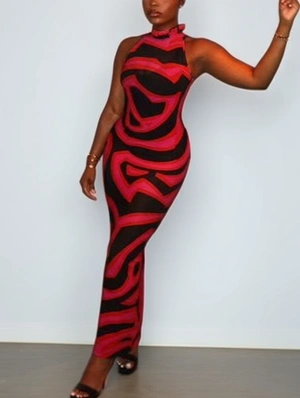 Colorblock Ripple Sleeveless Maxi Dress