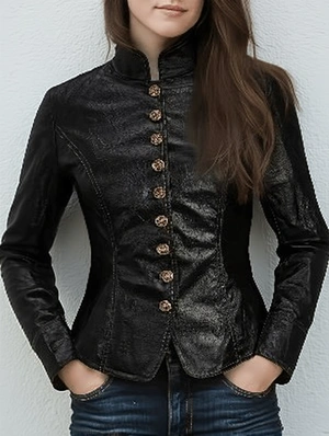 Retro PU Long Sleeve Faux Leather Jacket
