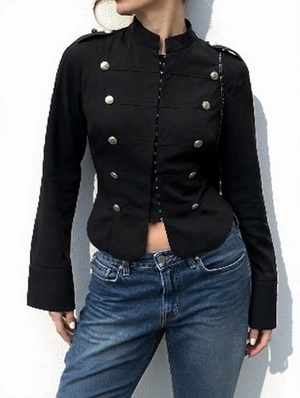 Vintage Double Breasted Long Sleeve Fitted Blazer Jacket