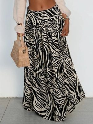Chic Zebra Loose A Line Flowy Maxi Skirt