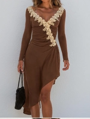 Irregular Lacework V Neck Dress