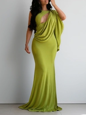 Ruched Hollow-out Sleeveless Maxi Dress