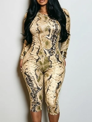 Snake Print Leopard Fitted Capri Pants Sets