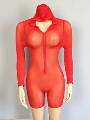 See Through Zipper Hooded Rompers