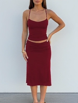 Simple Sleeveless Top Mermaid Skirt Two Piece Set